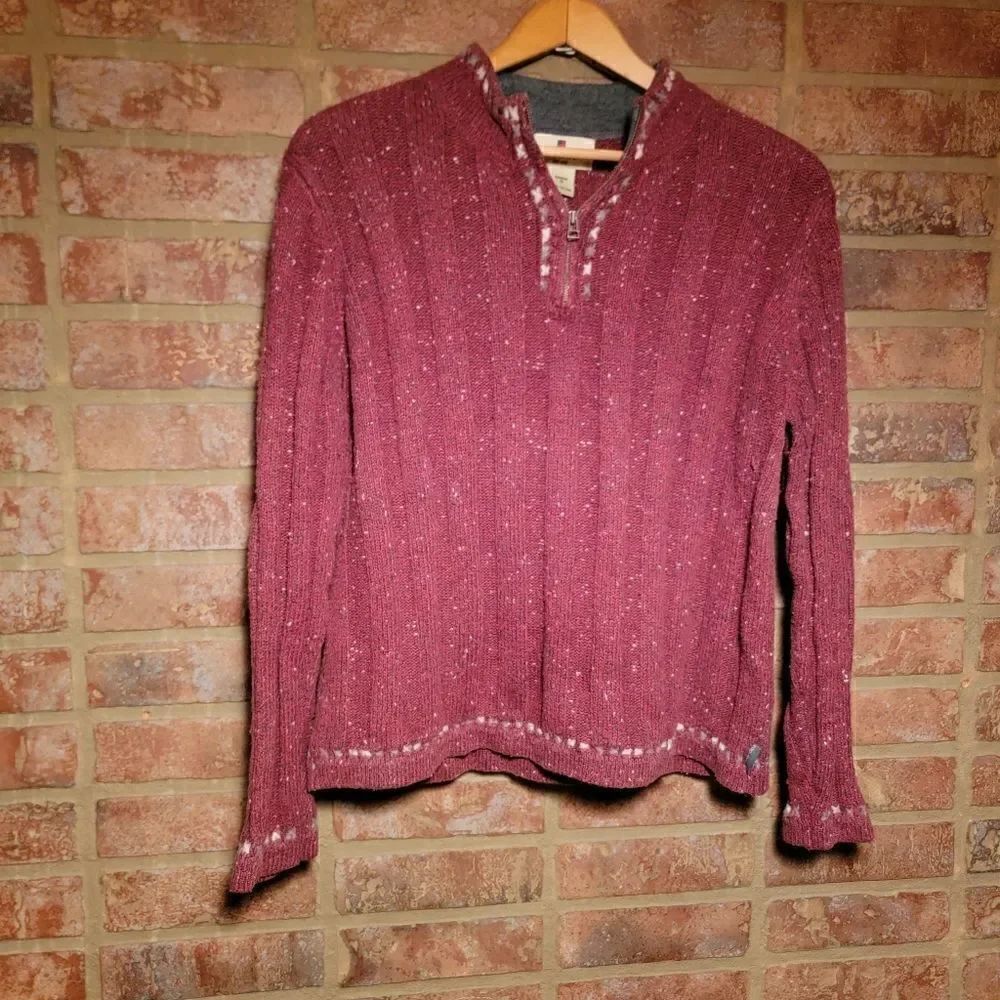 Woolrich Ruby Heather Quarter Zip Sweater Stitched medium